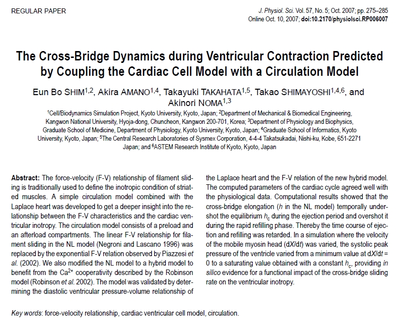 The Cross_Bridge Dynamics during Ventricular Contraction Predicted by Coupling the Cardiac Cell Model with a Circulation Model.jpg 813X662